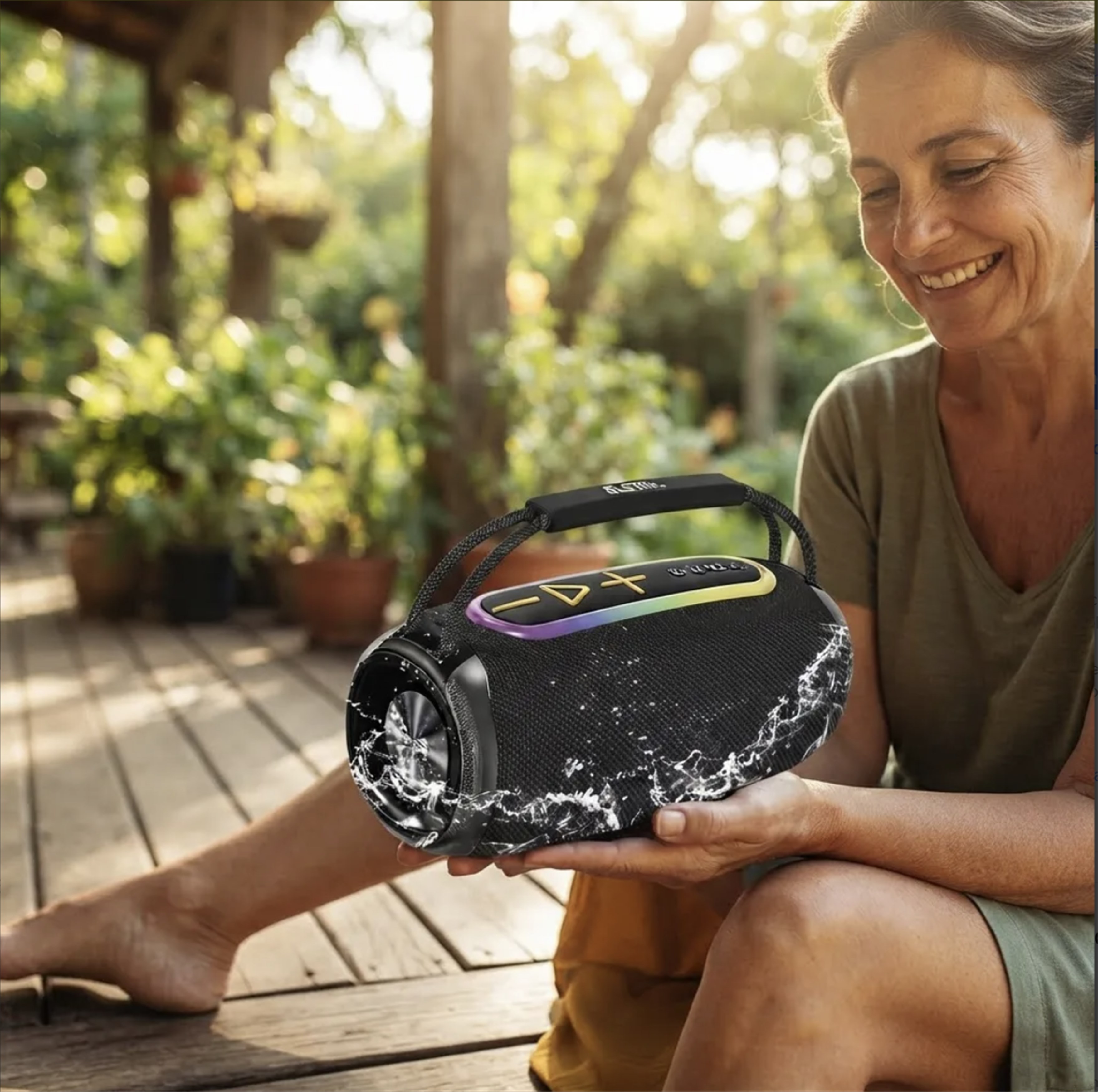CAIXA DE SOM BLUETOOTH 50W RESISTENTE À ÁGUA RGB EL1042