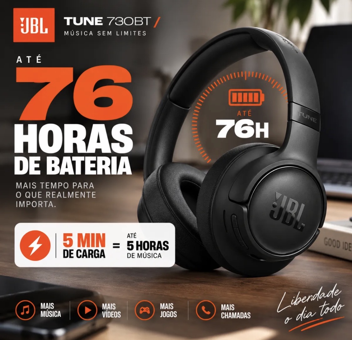 FONE JBL TUNE 730BT PRETO