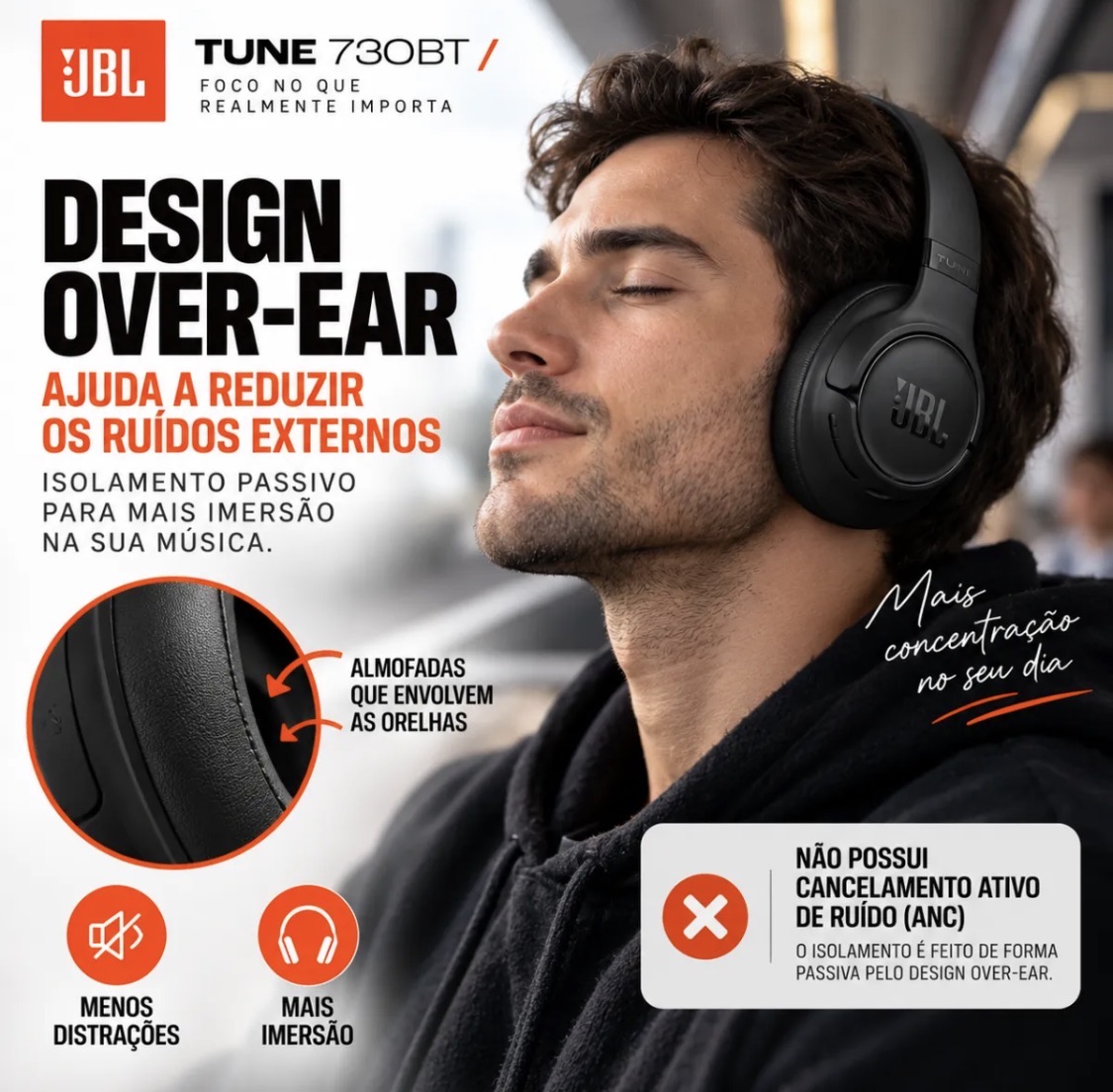FONE JBL TUNE 730BT PRETO