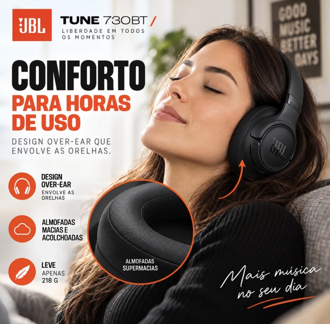FONE JBL TUNE 730BT PRETO