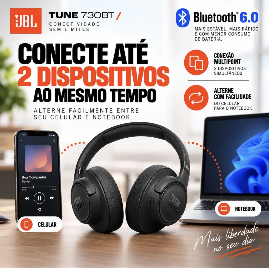 FONE JBL TUNE 730BT PRETO